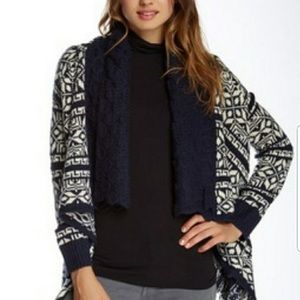 Cliche couture navy asymmetrical cardigan small